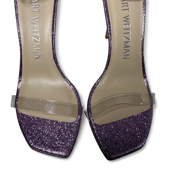 Stuart Weitzman Glitter Lilac High Heel PVC Sandal sz 8 NWOT - Picture 4 of 13